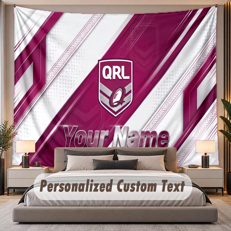 Custom Name Text Tapestry Queensland Maroons Personalized Polyester Wall Tapestry For Bedroom And Room