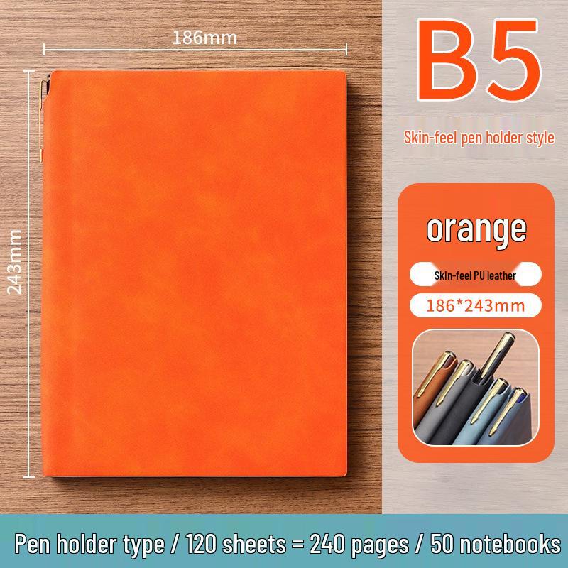 A5 Soft Leather Suede Notebook with Custom Logo - Simple B5 Business Meeting Journal, Large Thick Diary