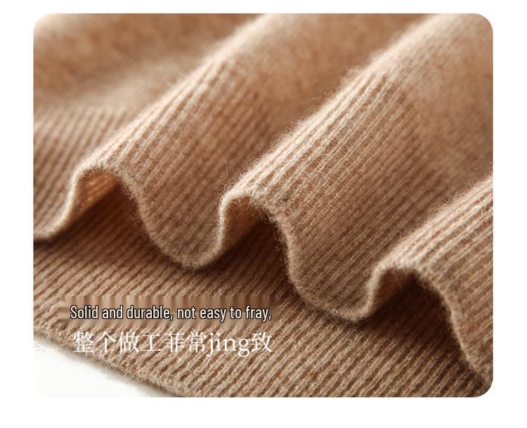 Women's Cashmere Half-High Collar Sweater: Autumn/Winter Style, Twelve-Stitch Rolled Hem, Loose Slimming Knit Base Layer