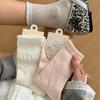 Korean Style Snowflake Dot Ruffle Socks - Women's Sweet Mid-Calf Mesh Socks