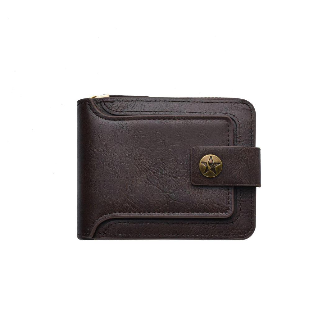2023 Men's Retro Fashion Zipper Wallet: Short Style, Multi-Card, Large Capacity