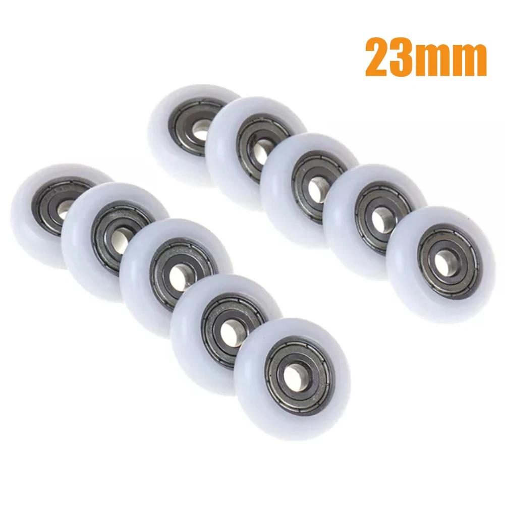 10Pc Shower Door Roller Runner Wheel Replacement White Shower Room Pulley 23mm Wheel Diameter For Household Shower Enclosures