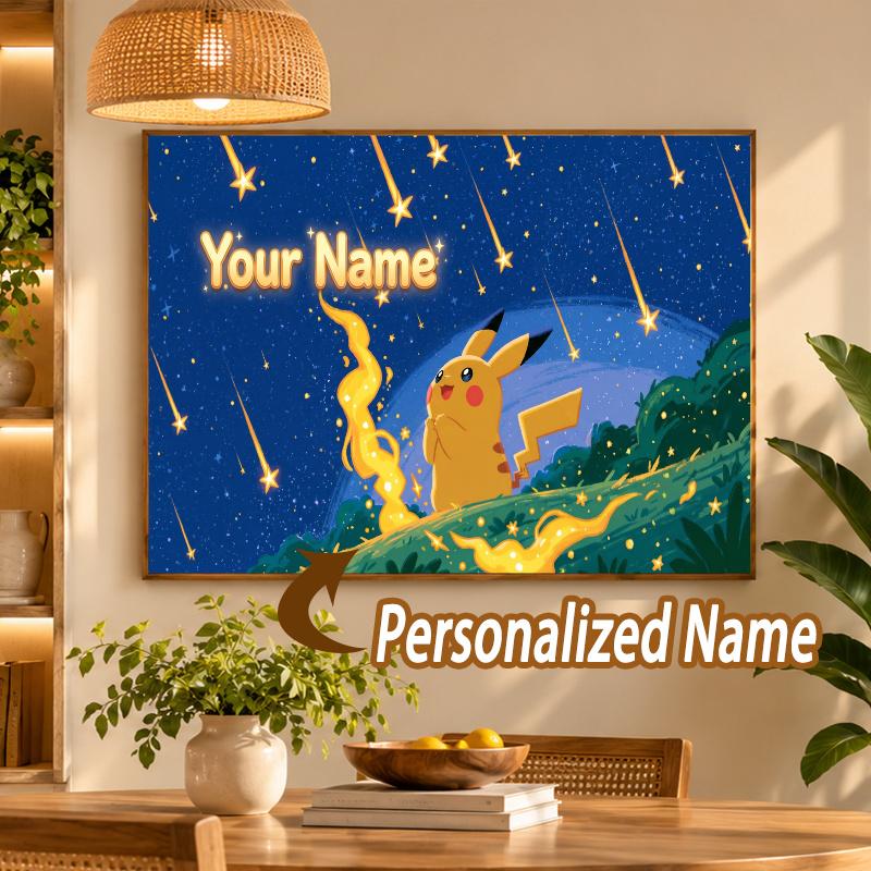 Pikachu Custom Name Diamond Painting Personalized 5D Full Drill DIY Diamond Art Home Decor