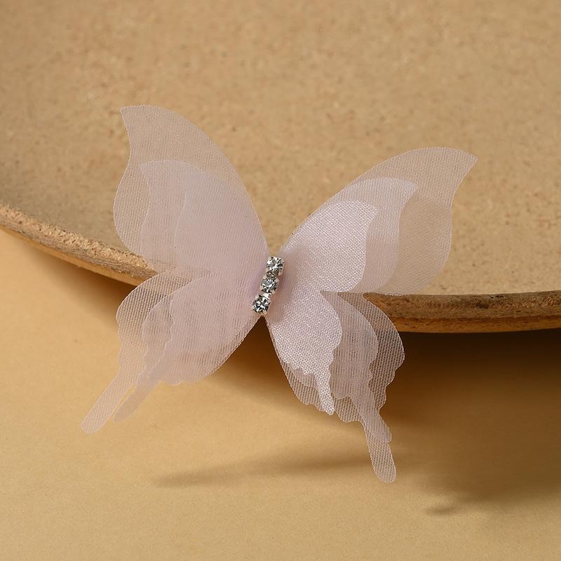 10Pcs Lightweight 3D Organza Butterfly Brooch Pins Shiny Rhinestone Lapel Pins for Bridal Wedding Dress Decor