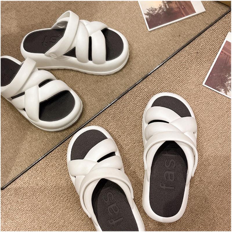 Fashion Women Platform Slippers Summer Sandals 2 Way Wear Fashion Street Wedges Shoes Soft EVA Girls Indoor Beach Slides