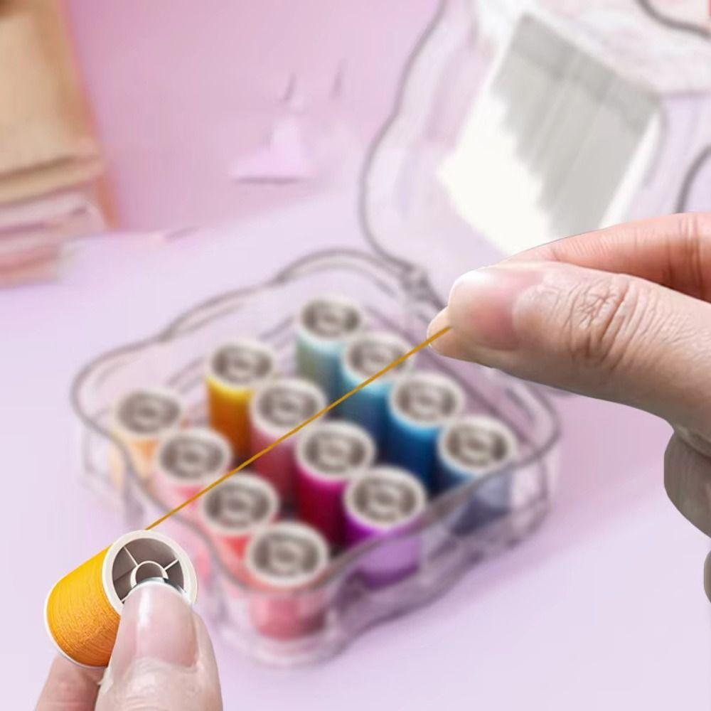 Partitioned Hand Sewing Tool Kit Portable Magnetic Needle Thread Box Mini Sewing Box Set Travel