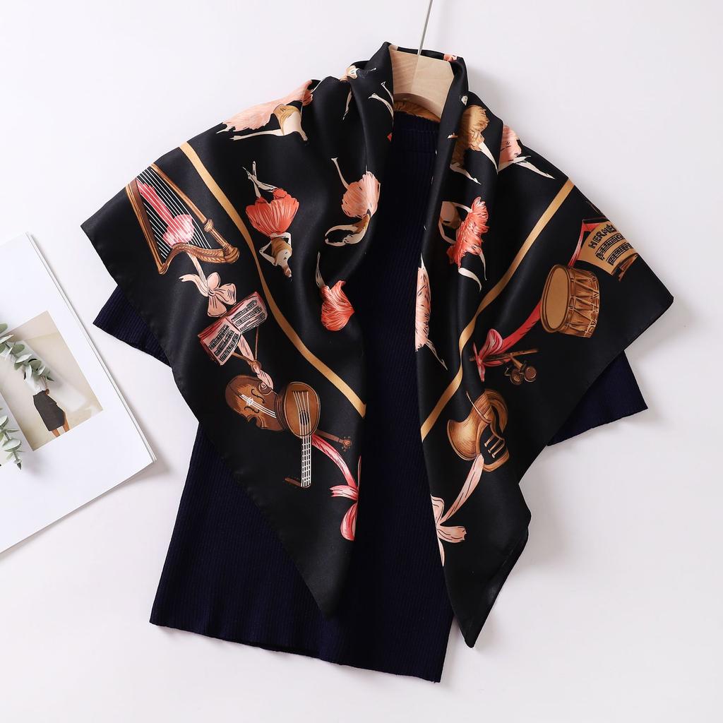 New silk scarf 91 large square scarf fashionable versatile fashion foreign style French scarf women's shirt shawl scarf wholesale