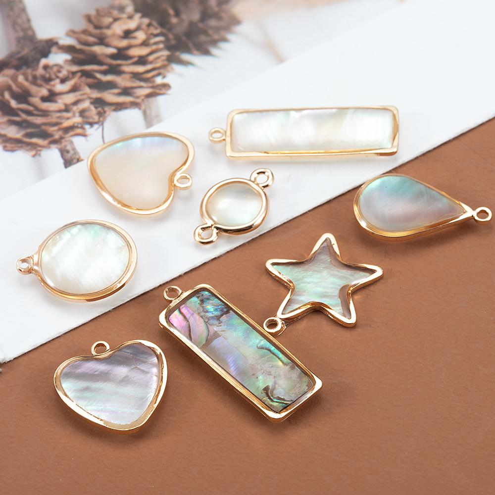 10pcs 5pcs Shell Pendant Heart Star Copper Charms Pendants for DIY Earrings Bracelet Necklace Jewelry Making DIY Components