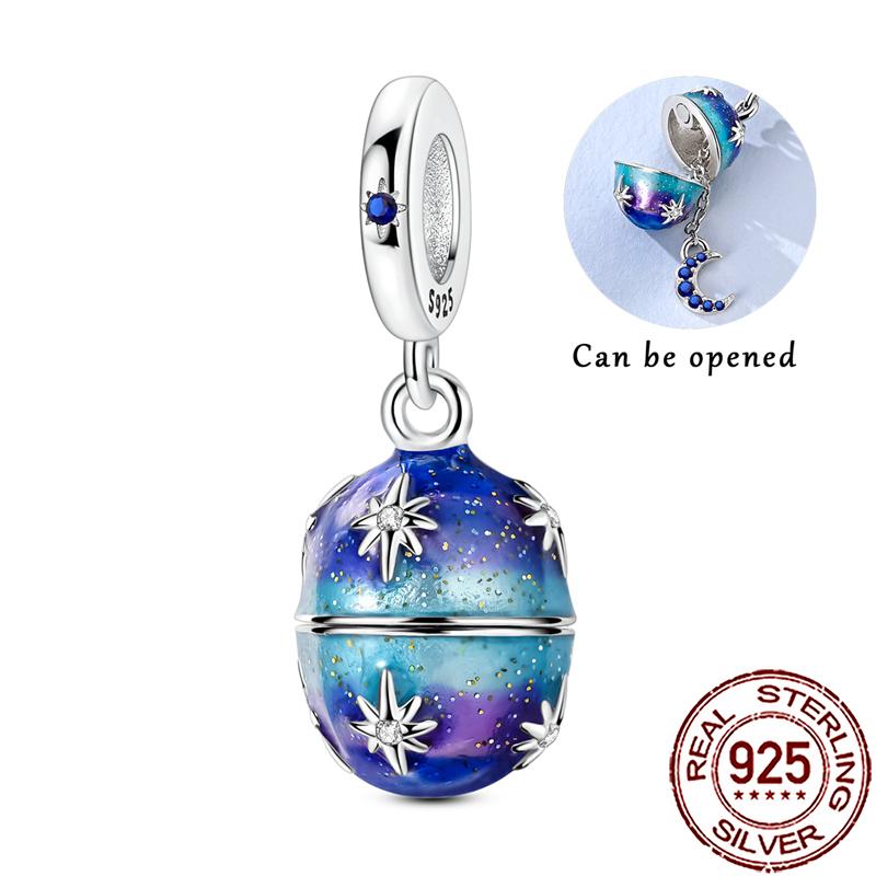 Charms Copper Moon Star Night Sky Galaxy Celestial Dangle Beads Fit Snake Chain Bracelet Necklace Women Diy Jewelry