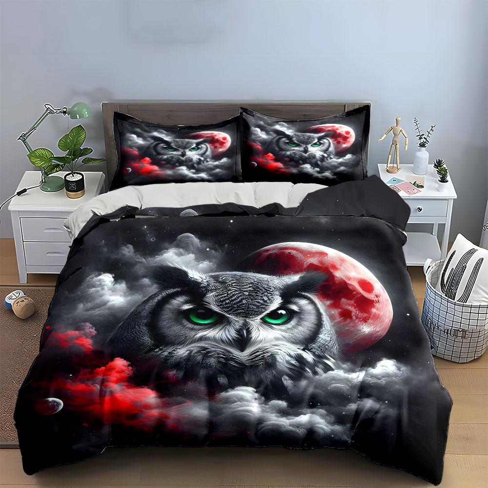 Moonlight Owl Three-Piece Decor Multiple Sizes Kid'S And Adults' Bedroom Exquisite 3Pc Bedding Set, Gift
