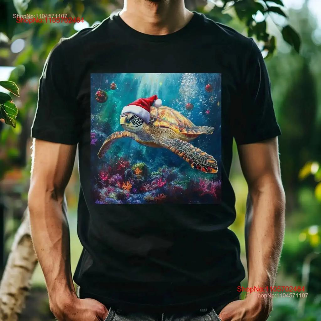 Turtles Festive Ocean Adventure T Shirt Underwater Turtle Winter Christmas Theme Animal Arts Casual Ideas vintage Washed homme