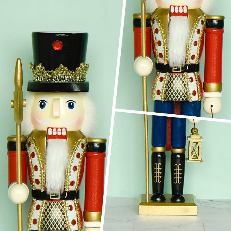 35cm Nutcracker Christmas Decor Wooden Christmas Decorations Nutcracker Figures Christmas Festive Collectible for Home