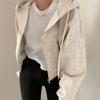 Vintage Korean Women's Oversized Zip Up Hoodie Jacket Long Sleeve Solid Color Harajuku Fashion Autumn Hooded Sweatshirt
