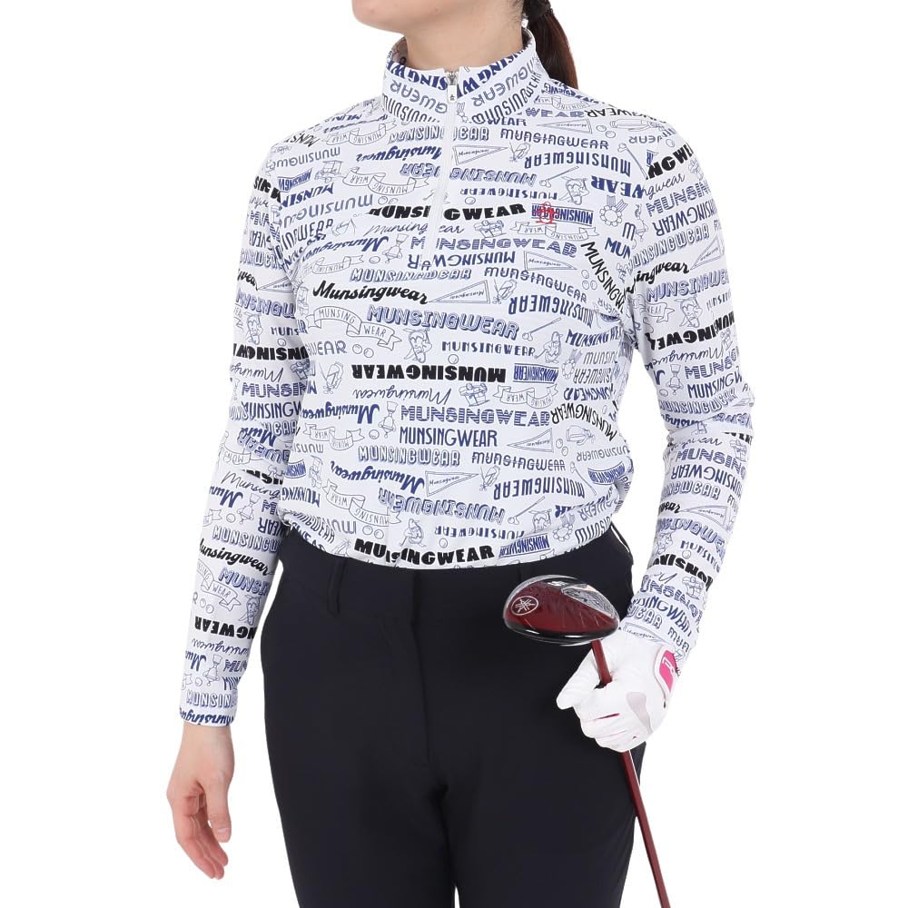 

Рубашка с длинным рукавом Half All Over Thermal BL00 [Munsingwear], молния, узор, солнцезащитный крем, утеплитель, спортивный, гольф, MGWXJB04, женский (синий)