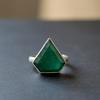 Trillion Shape Green Emerald Statement Ring, 925 Sterling Silver Jewelry, Minimalist Boho Ring