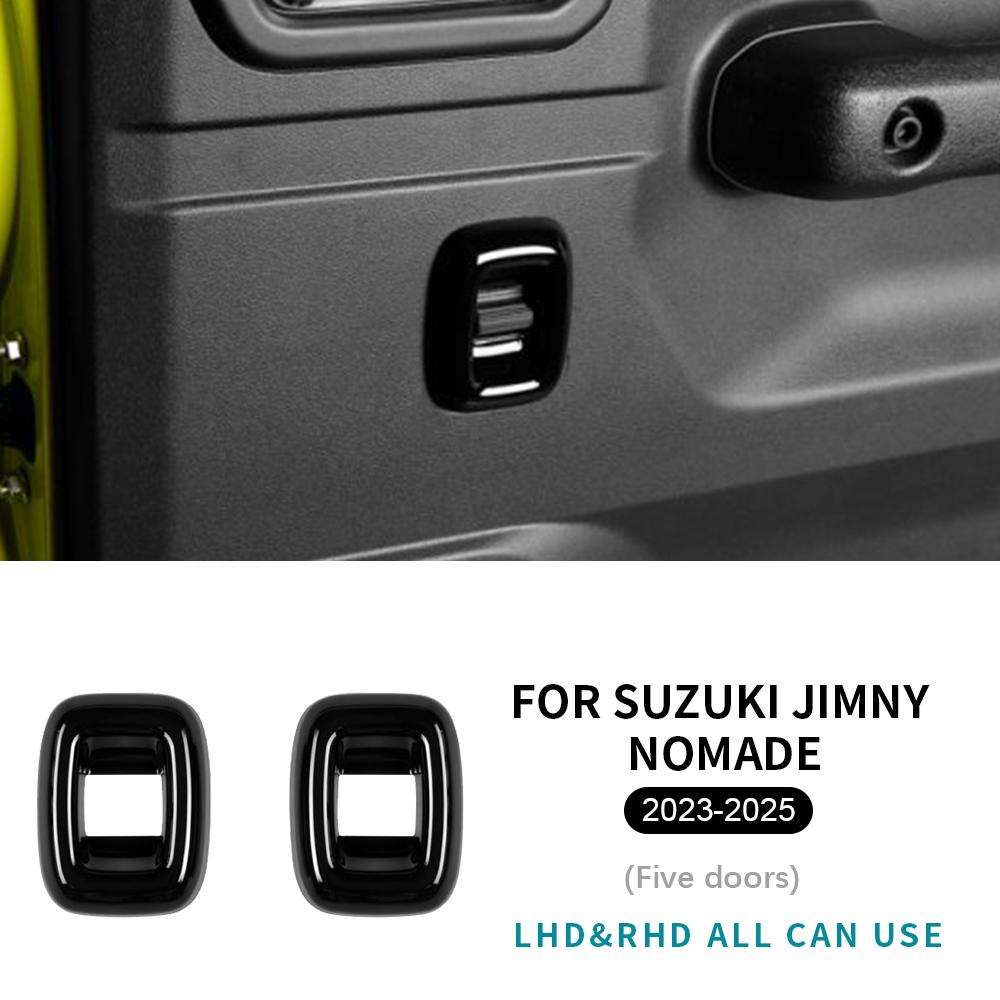 For Suzuki Jimny 5-Doors Nomade 2023 2024 2025 ABS Carbon Fiber Glossy Black LHD RHD Car Rear Door Window Switch Sticker