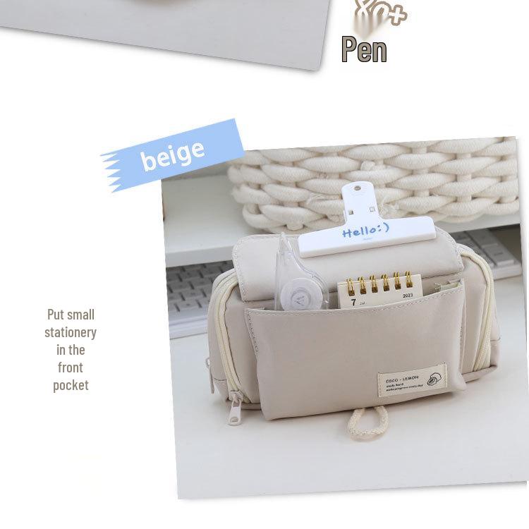 Japanese Style Cotton Rope Pencil Case - Large Capacity for Junior & Senior High School Students