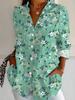 New Large Size Women's Long Sleeve Printed Shirt, Fashion Casual Button Up Lapel Shirt Women's Shirt