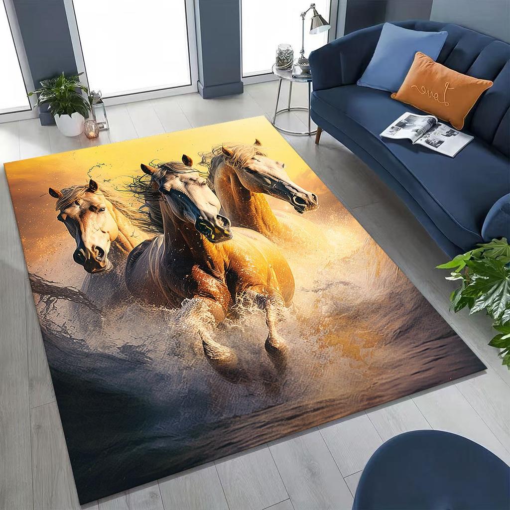 Traum Galopp Ross Pferd Mustang Cartoon Kunst Teppich Teppich für Schlafzimmer Wohnzimmer Sofa Haus Fußmatte Dekor, Kinder Rutschfeste Bodenmatte