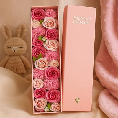 Fleurs de Savon Boîte Extra-Longue Rose Bénédictions pour Bébé