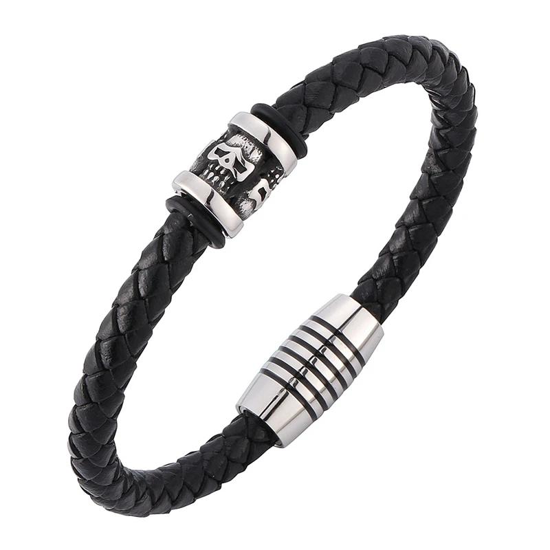 

Vintage Charm Leather Bangles Men Bracelets Woven Bracelet Fashion Jewelry Birthday Gif Inner Perimeter165mm чорний