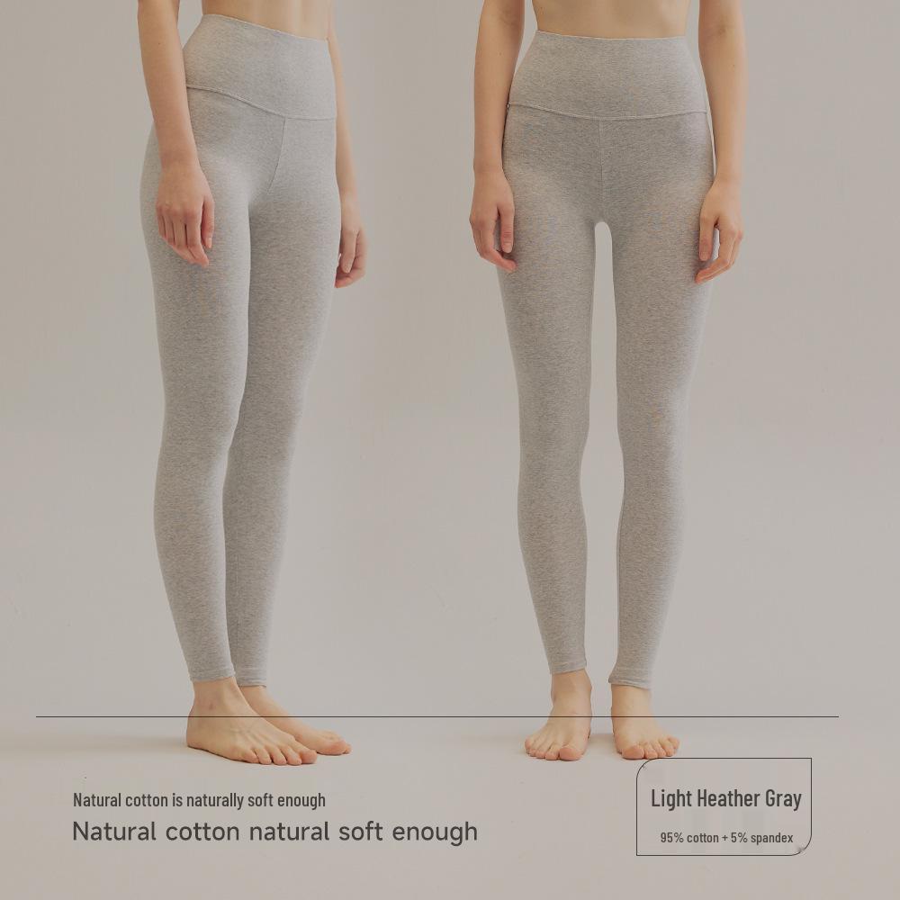 Women's High-Waisted Antibacterial Brushed Cotton Slimming Pants - Thin, Warm Base Layer for Winter