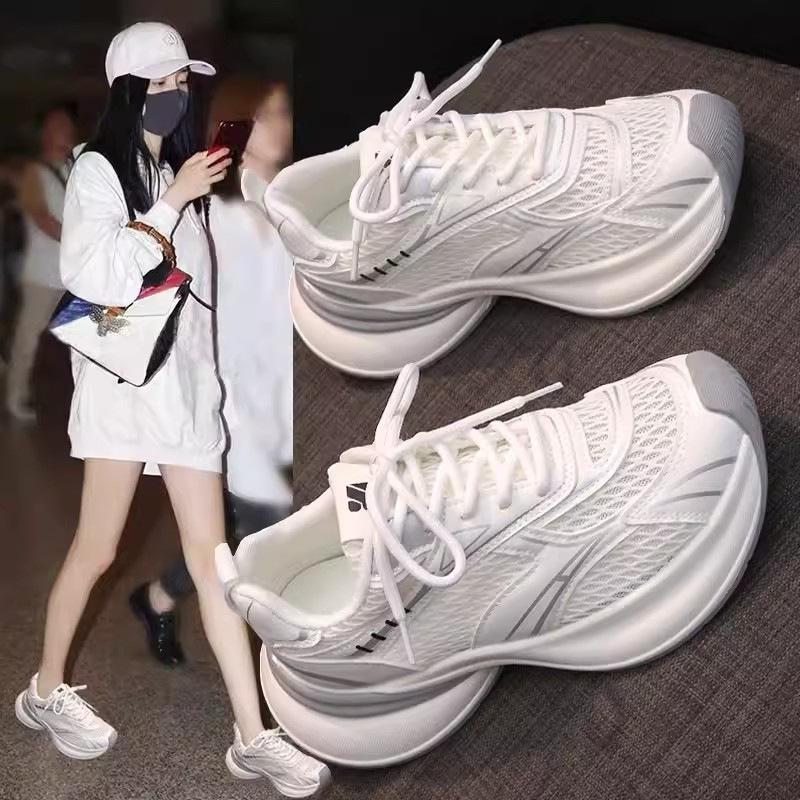 Mesh sneakers women's 2025 new spring and summer heightening platform dad shoes running shock absorption lightweight casual shoes