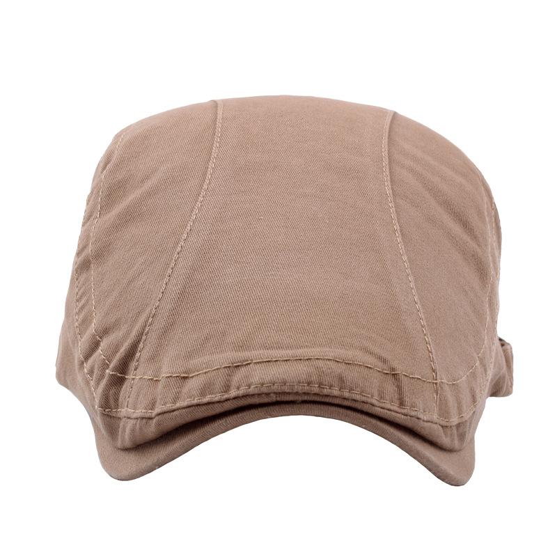 Twill Forward Hat Men'S Washed Cotton Solid Color British Cap Beret Women'S Season Outdoor Sun Hat