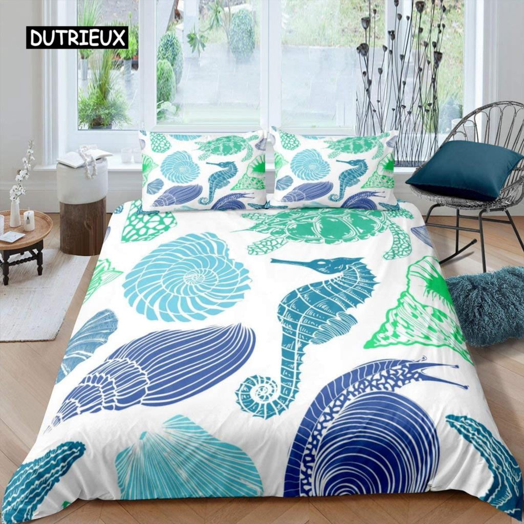 Comforter Shell Hawaii Tropical Landscape Shell Bedding Set Marine Life Theme Suitable For Children Adult Bedding