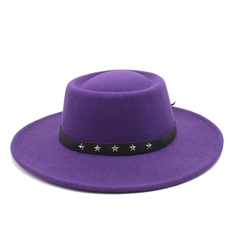 2022 Woolen Hat Women Spring And Autumn French Top Hat White Flat Edge Wide Brim British Men