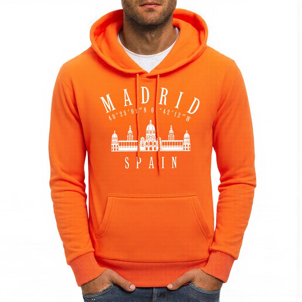 Royal Palace Of Madrid Spain Print Men Hoody Autumn Fleece Hoodies Hip Hop Loose Streetwear All-Match Comfortable Male Clothing