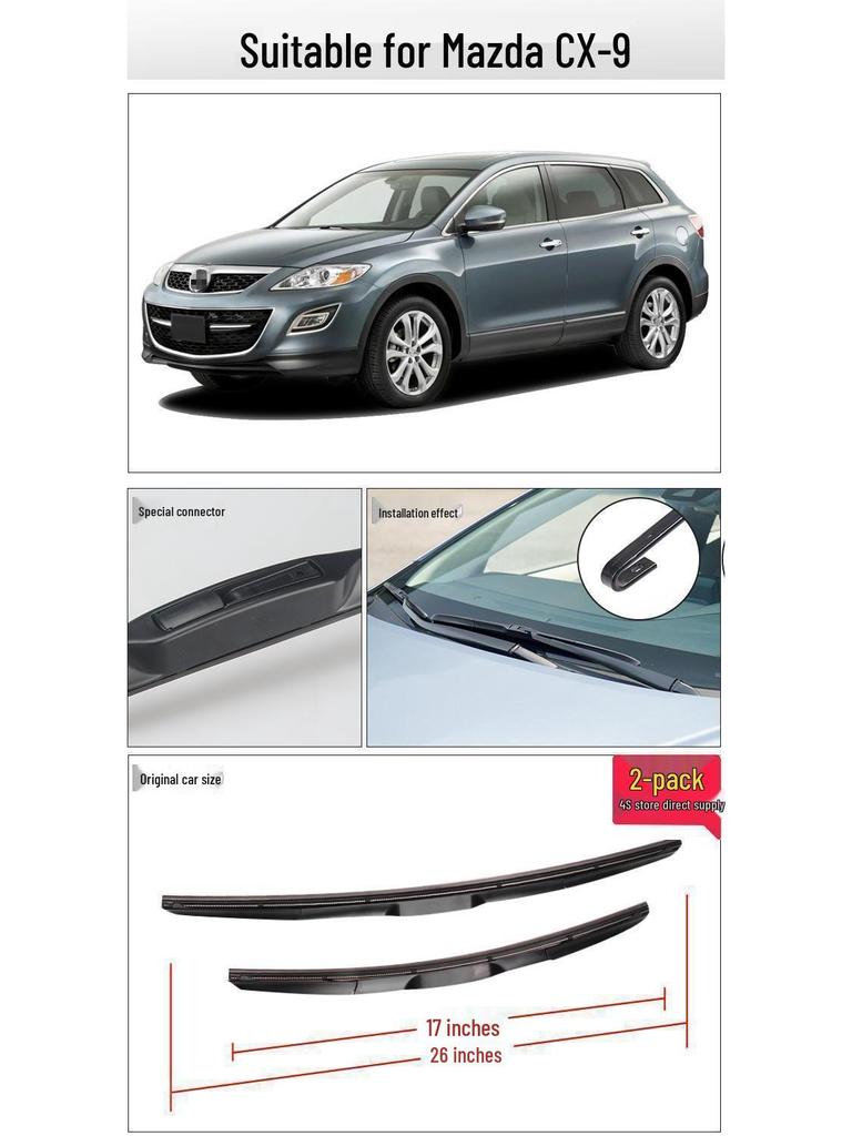 Mazda CX-9 Frameless Silent Front Wiper Blade with Original Rubber Strip