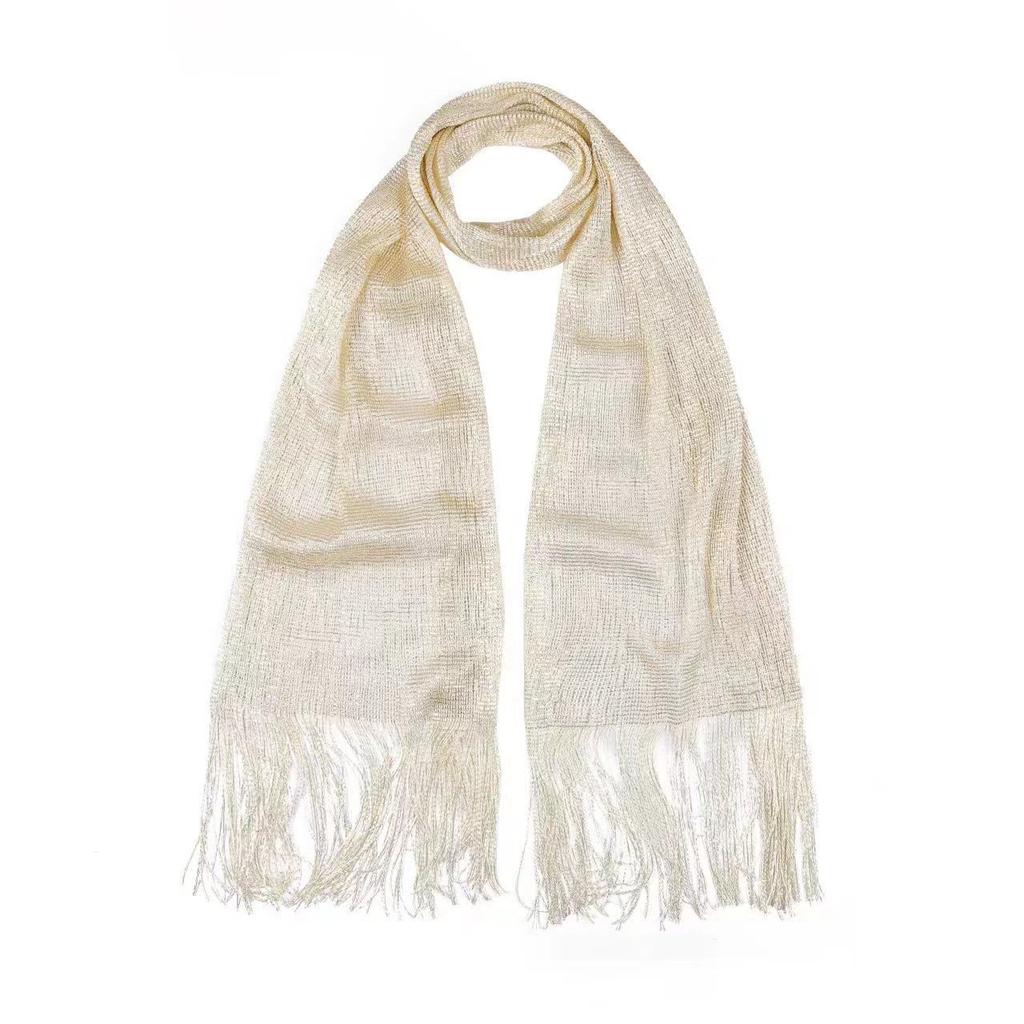 Women'S Artificial Silk Scarf Gold And Silver Silk Flat Scarf Thin Scarf Polyester And Nylon Scarf European And American Hollow Scarf