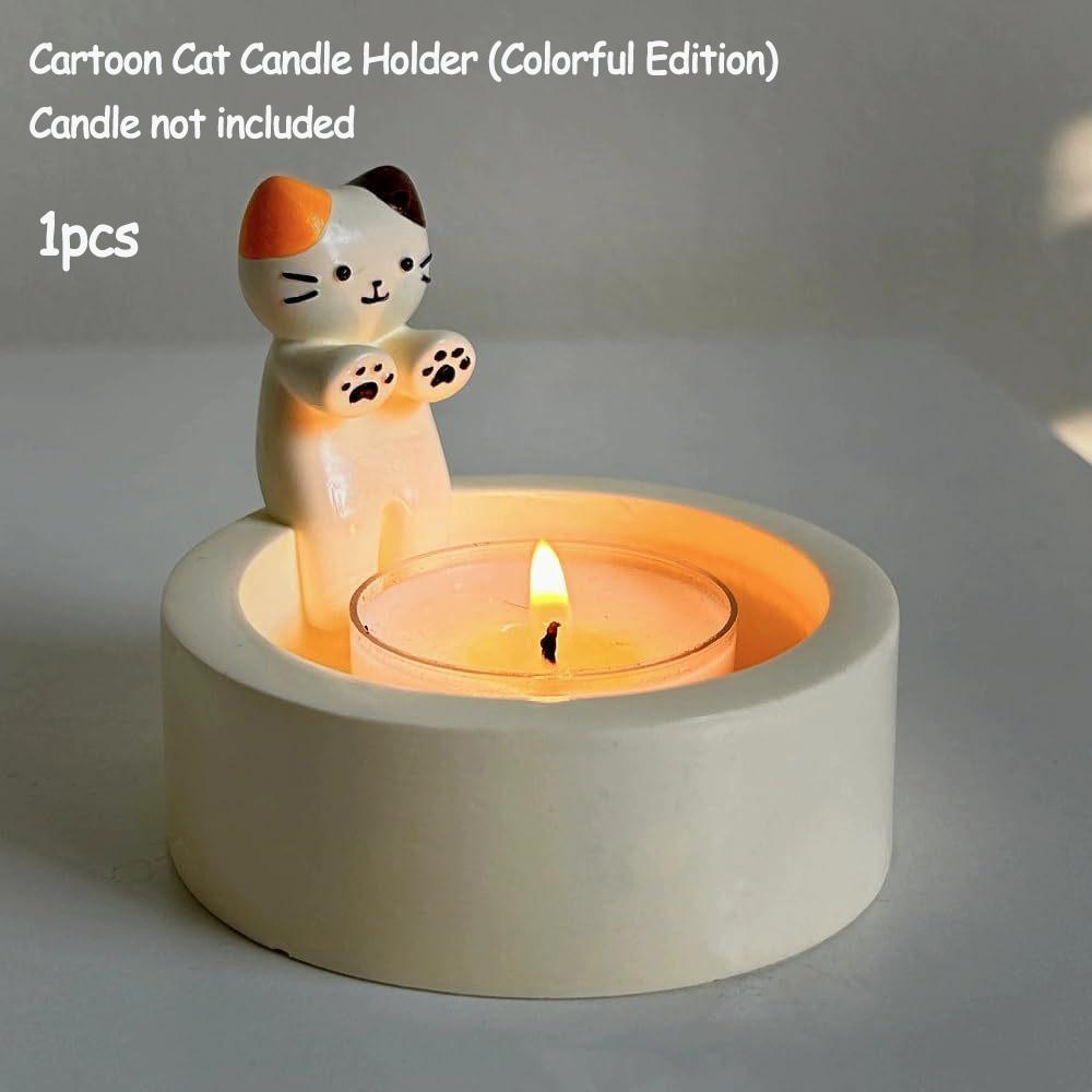1pc Kitten Candle Holder Creative Aromatherapy Candle Holder High-Temperature Resistant Cartoon Candle Holder