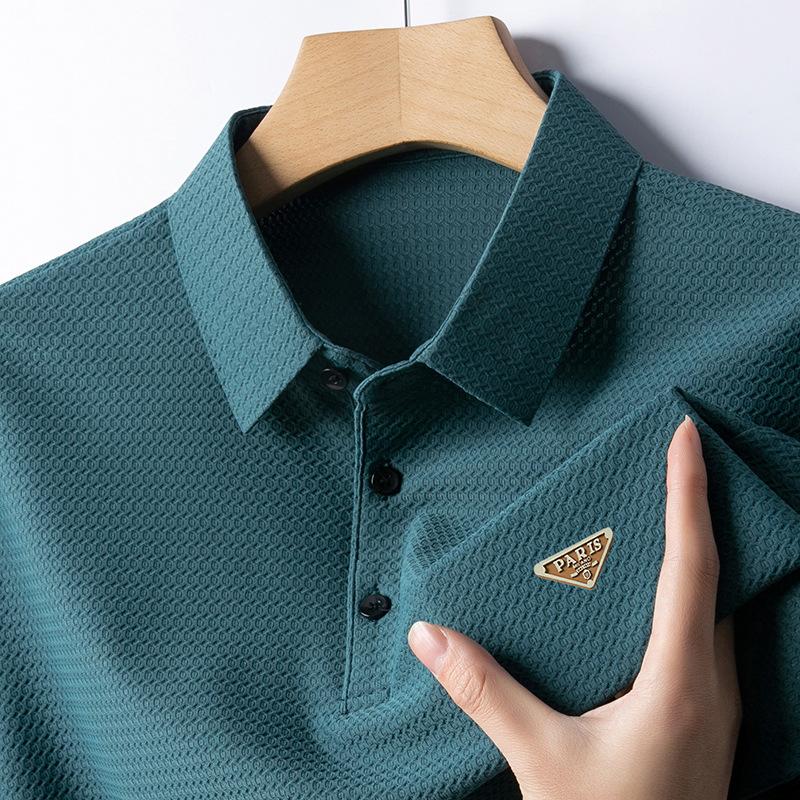 CHARM CLOTHINGS IJszijde Vallende Korte Mouw T-shirt Heren Business Casual Grote Maat Los Koel Poloshirt 40-50 Jaar M