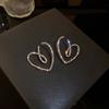 2025 New Shiny Love Heart Full of Rhinestone Crystal Earrings for Women Fashion Simple Metal Heart Shape Earrings Jewelry