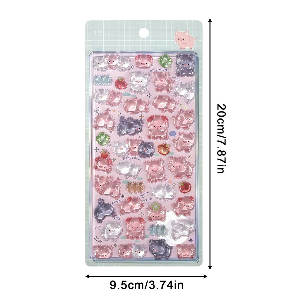 

Self-adhesive 3D Stickers Fun Animal Theme Resin Decals PVC Sticking Cute Laptop Sticker For Kids Fridge Planner Home Car Bottle прозорий
