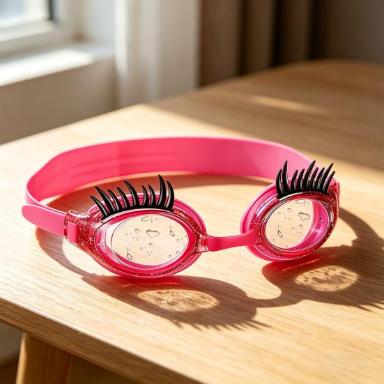 Children Swim Goggles with Eyelashes Waterproof No Leakage Anti-Fog Clear Lens Boys Girls Silicone Swim Goggles Diving Snorkeling Equipment