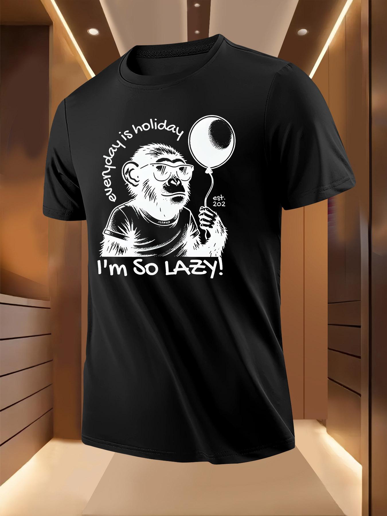 Lazy Monkey Holiday Fun Print Tshirt - Breathable Lightwe... XXXXL