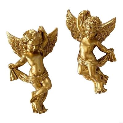 Juego de 2 Decoraciones de Pared de Ángel de Resina con Detalle Fino de Tallado Accesorio para el Hogar para Dormitorio o Guardería