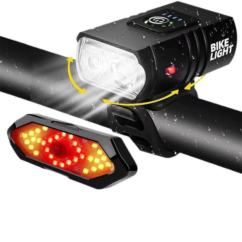 Aluminum Alloy Bike Headlight & Taillight Set: High-Brightness with Power Display for Night Riding