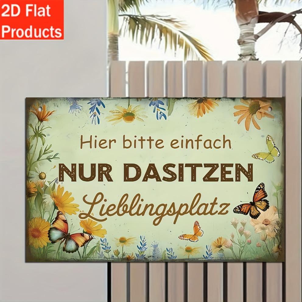 

1 letrero de madera vintage alemán: sentarse.Tu favorito. Floral, Mariposa, Arte Rústico para Hogar/Café | Regalo de vacaciones 20x30cm（7.8x11.8inch）