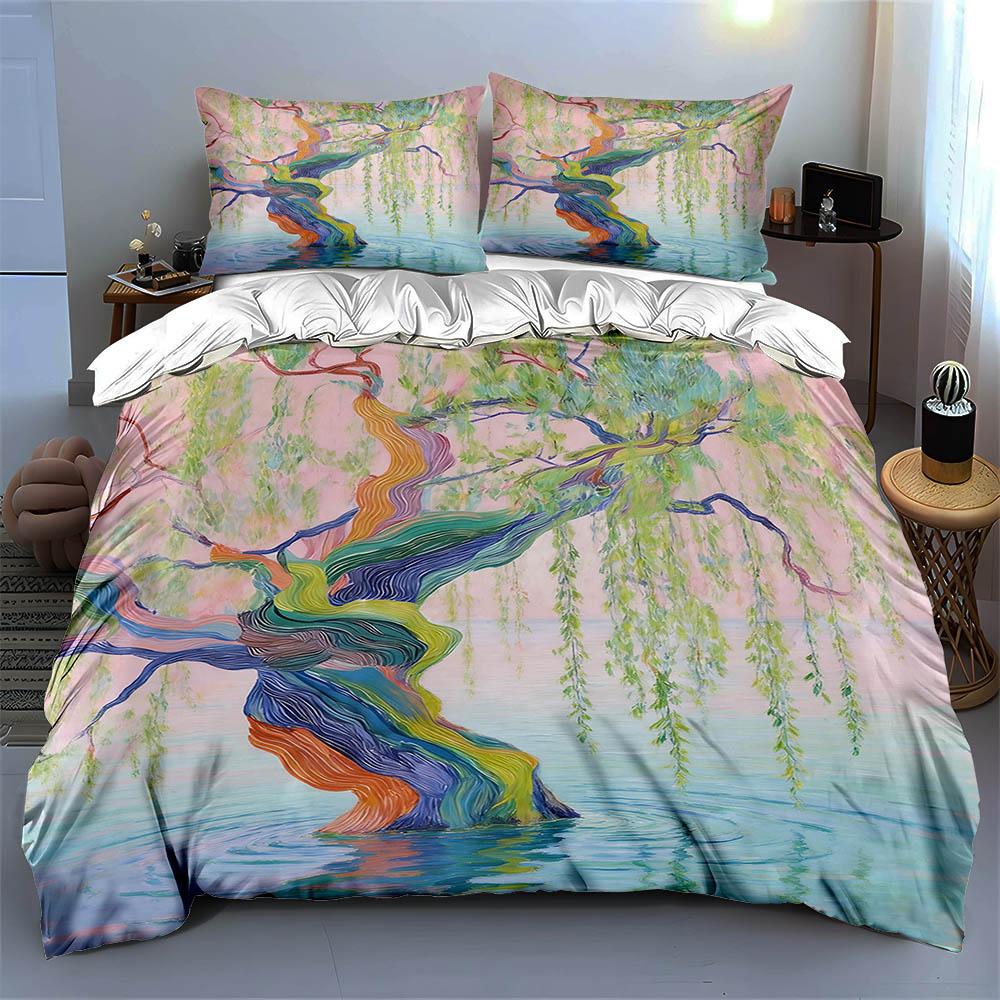 Colorful Twisting Tree Bedding Duvet Cover Sets Duvet Covers Pillowcases Gifts (1 * Duvet Cover 2 * Pillowcases, Without Duvet Insert)