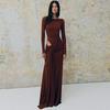2025 Summer Sexy V-neck Flare Sleeve Ruffle Slit Dress for Women