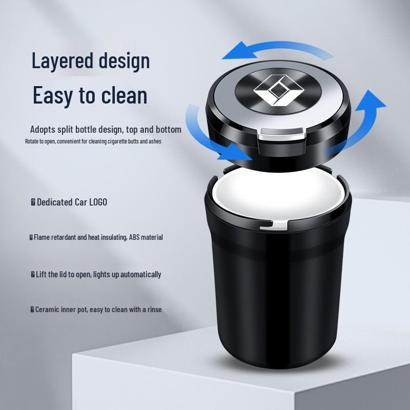 Multi-Function Ceramic Car Ashtray for Renault E-Nol, Espace, Koleos, Kadjar, Kaptur, Duster