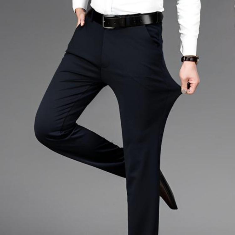 Pantalones de Traje para Hombre Elásticos Finos Pierna Recta Resistentes a las Arrugas Sin Planchar Oficina Pantalones de Negocios Ropa Formal Cita
