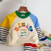 Toddler Boys' Cartoon Embroidery Striped Long-Sleeve T-shirt - Spring 2026 Collection