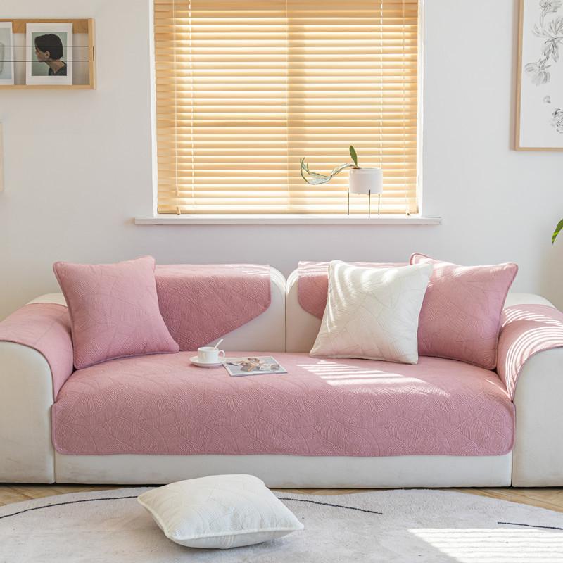 

Всесезонная универсальная хлопковая диванная подушка с вышивкой, современное простое и свежее однотонное противоскользящее диванное полотенце 70*70