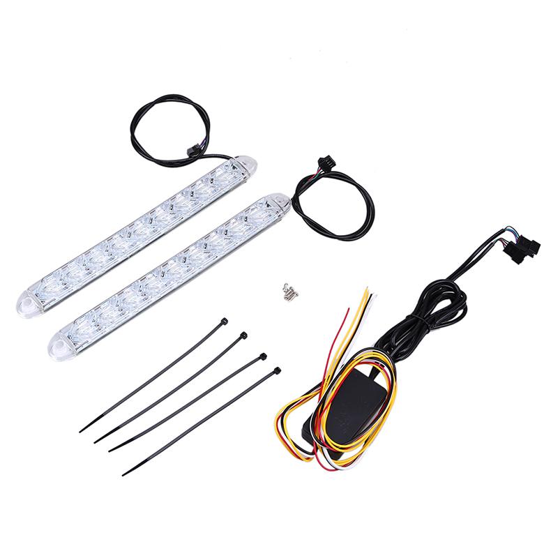 Flexibilné LED denné svietenie do auta Vodotesné šípkové blikače Výstražné svetlá Biely/Jantárový pásik Smerové svetlá
