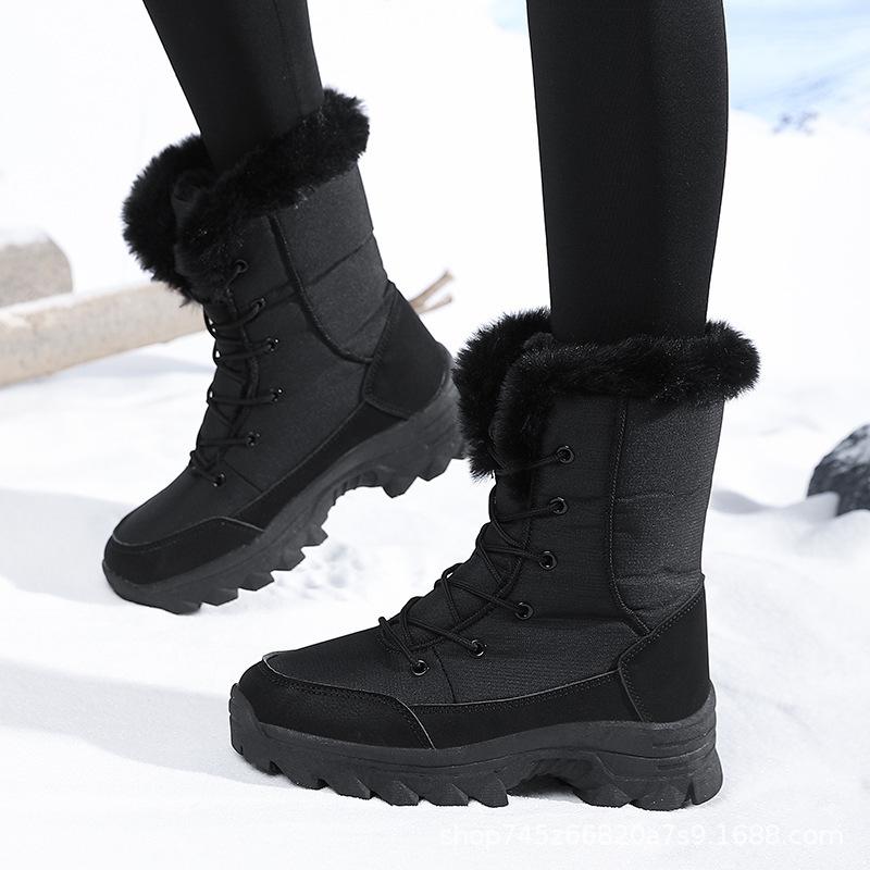 Winter Velvet Thickened Cold-proof Snow Boots Women's Warm Leggings High-top Cotton Shoes Versatile Large Cotton Non-slip Boots